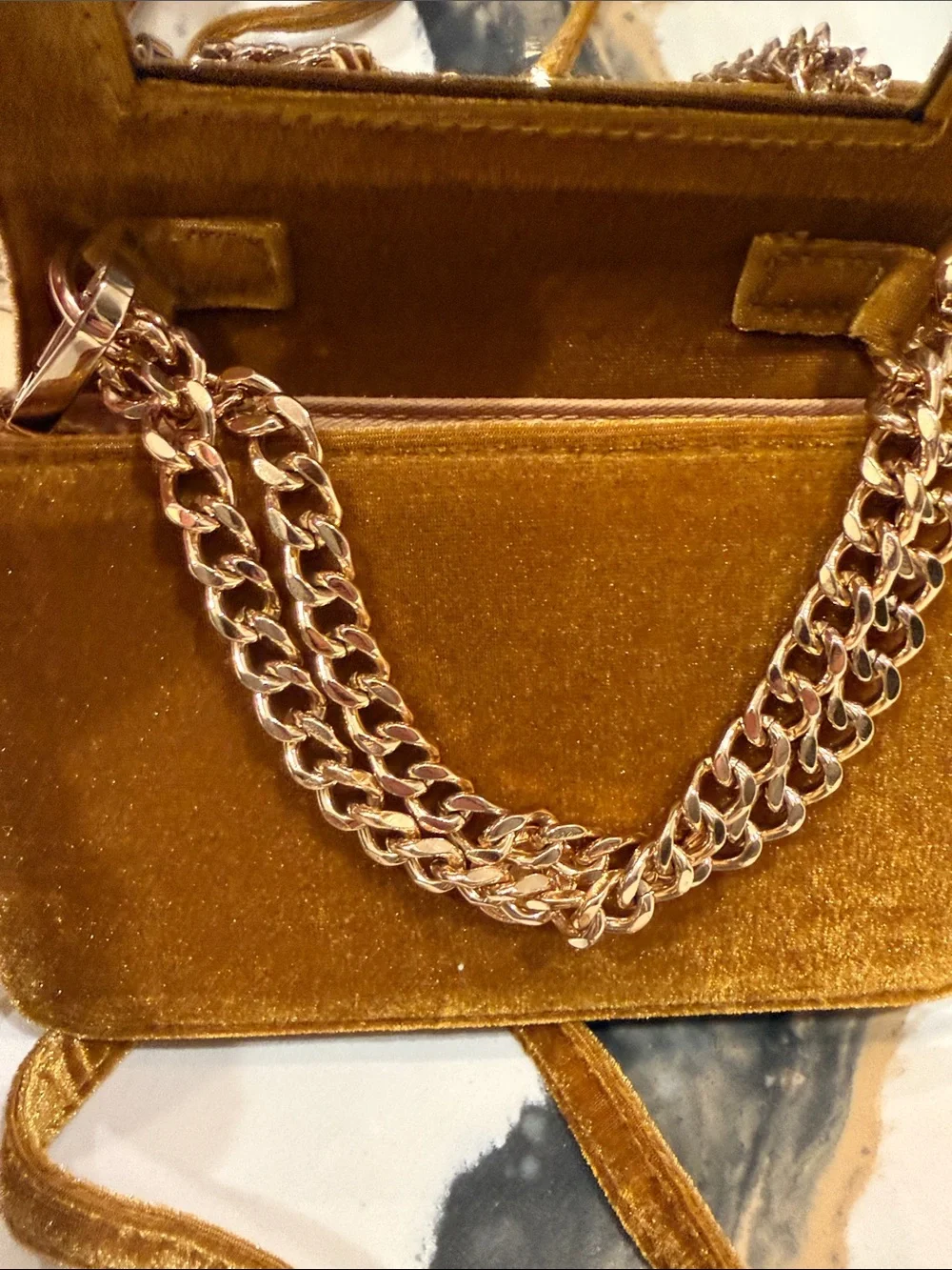 Anthropologie Velvet Crossbody Bag - Mustard